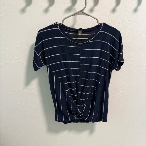 Francesca's Navy and White Striped Tee - Picture 1 of 3
